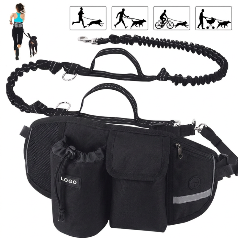 Bolsa de cintura manos libres para paseo de perros, con espacio para comida y agua.