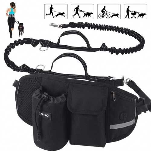 Bolsa de cintura manos libres para paseo de perros, con espacio para comida y agua.