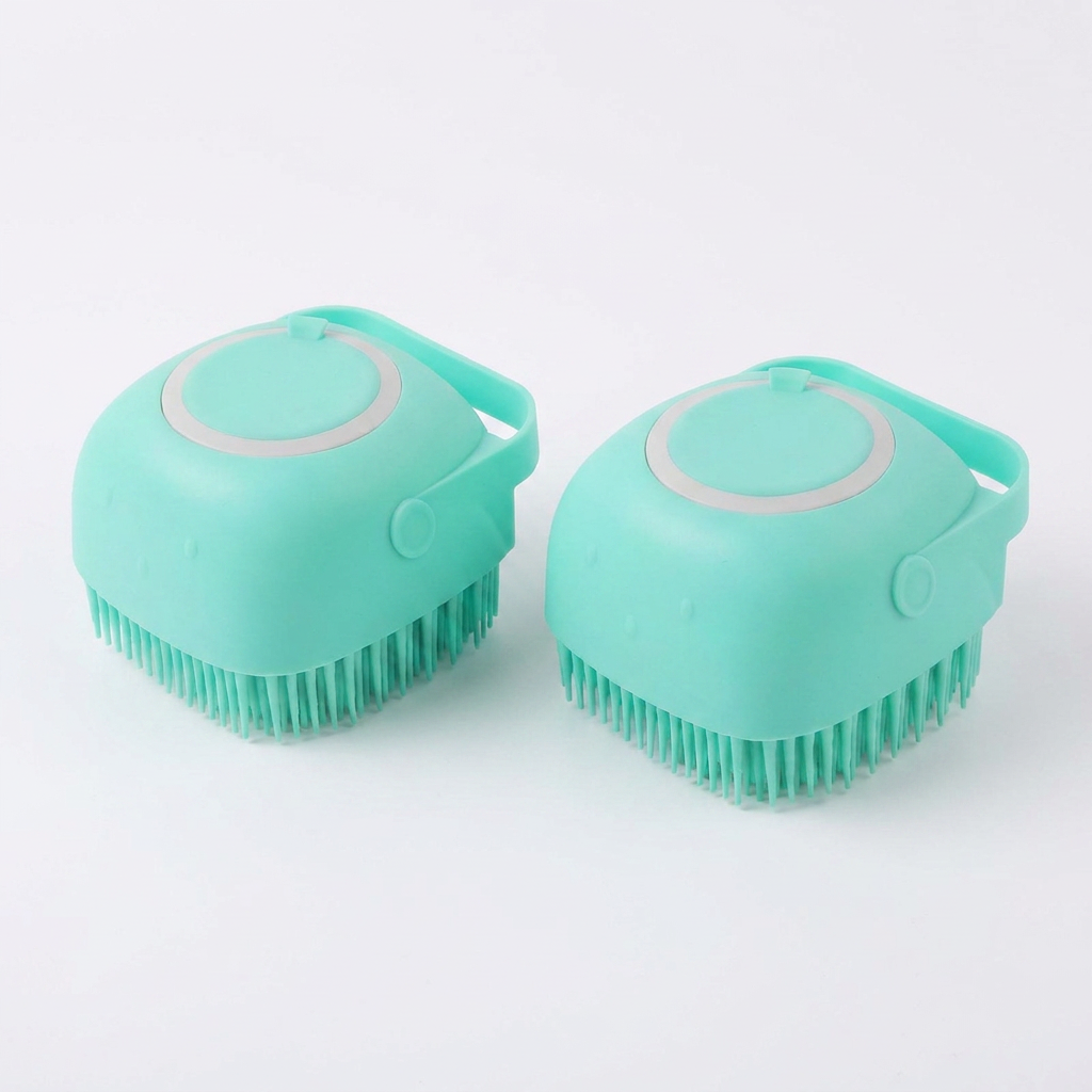 Cepillo de silicona relax para Baño con dispensador de champú incorporado