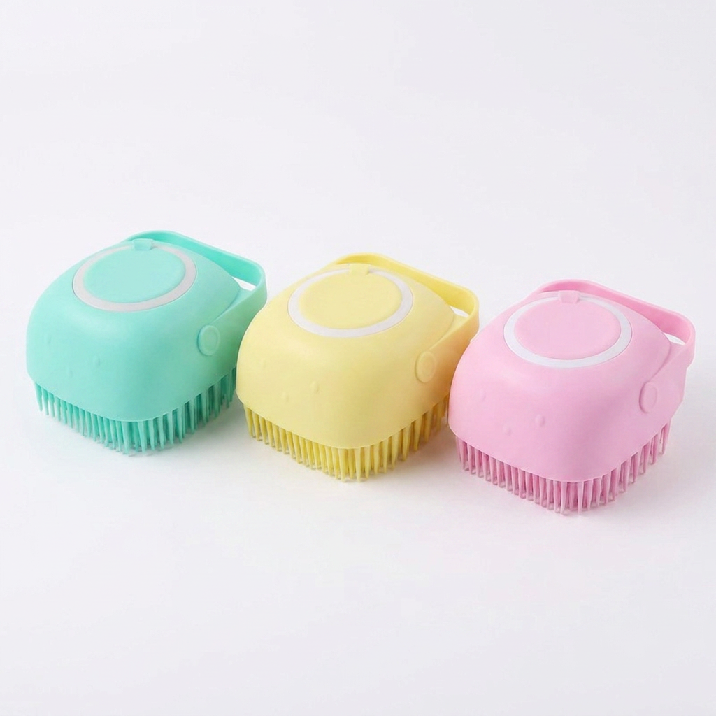 Cepillo de silicona relax para Baño con dispensador de champú incorporado